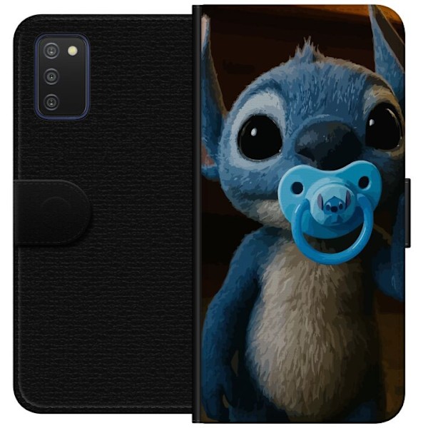 Samsung Galaxy A03s Lompakkokotelo Stitch & Napp - vauvateema söpöllä hahmolla