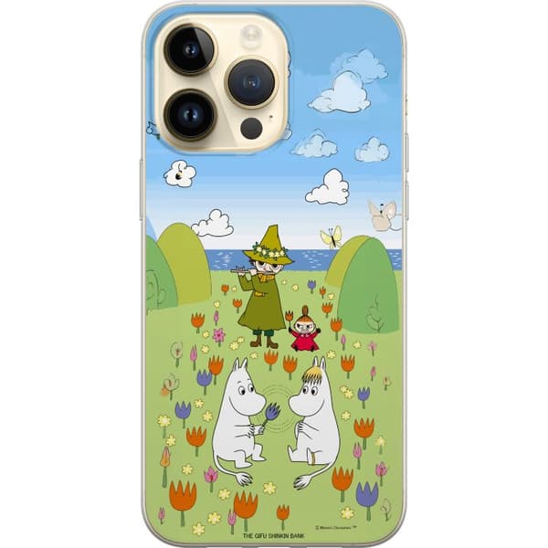 Kompatibelt Mobilskal till Apple iPhone 14 Pro Max Mumin i blomsteräng grön