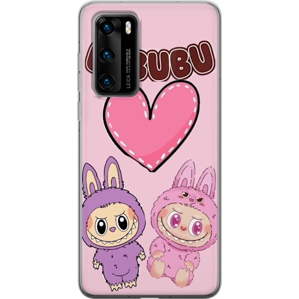 Huawei P40 Gjennomsiktig deksel Labubu Pink Monster