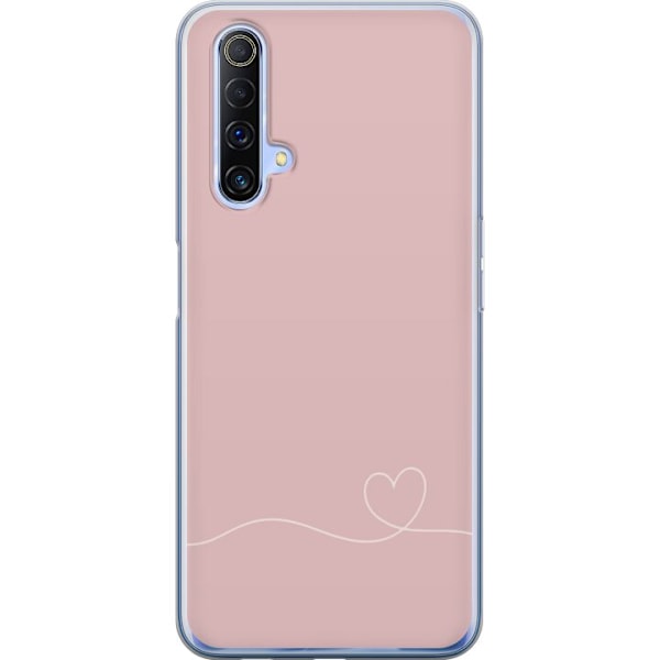 Realme X50 5G Gennemsigtig cover Lyserød Hjerne Design