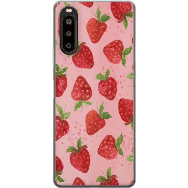 Sony Xperia 10 II Gennemsigtig cover Jordbærdrømme - Retro-stil jordbærmønster