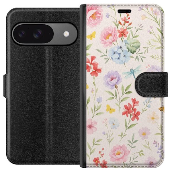Google Pixel 9 Pro Tegnebogsetui Blomster