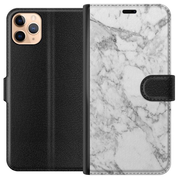 Apple iPhone 11 Pro Max Lompakkokotelo Marmori Valkoinen