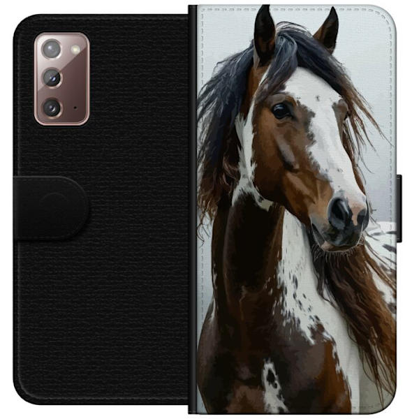 Samsung Galaxy Note20 Plånboksfodral Häst Djurmotiv Grafisk Design Natur Kraftfullt Motiv Populär Väggkonst Djurtema Ridning