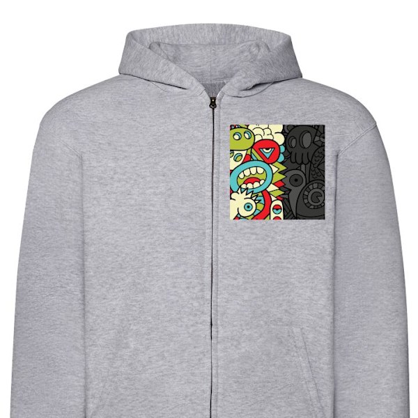 Zip-Hoodie | Huvtröja med Dragkedja för Vuxna Figurer grå M