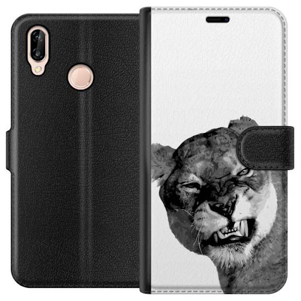Huawei P20 lite Lompakkokotelo Leijona Taiteellinen Eläinaihe Afrikkalainen Tyyli Viidakon Tunnelma Graafinen Suunnittelu Kotikoristeet Eläintema