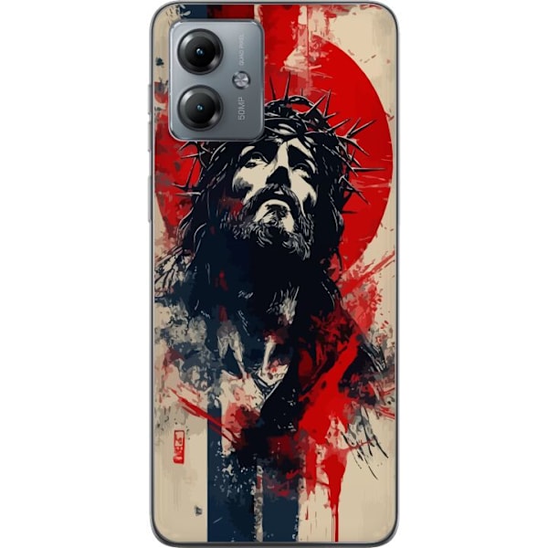 Motorola Moto G14 Läpinäkyvä kuori Jeesus ristillä - kristillinen aihe vahvalla symboliikalla uskosta ja toivosta