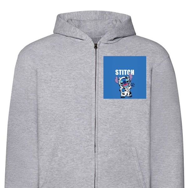 Zip-Hoodie | Huvtröja med Dragkedja för Vuxna Stitch grå L