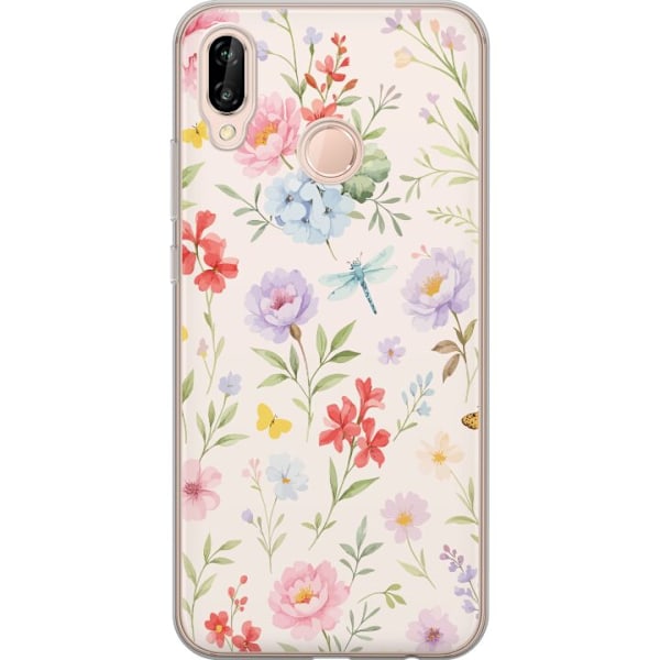 Huawei P20 lite Läpinäkyvä kuori Kukat