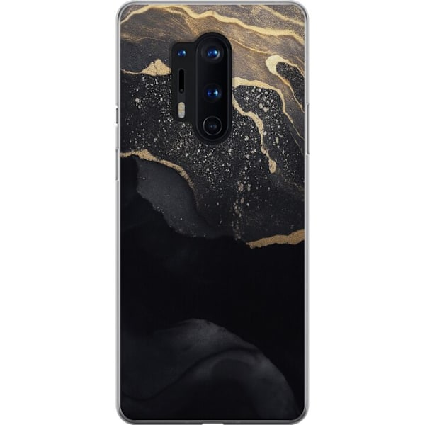 OnePlus 8 Pro Gjennomsiktig deksel Svart gull abstrakt