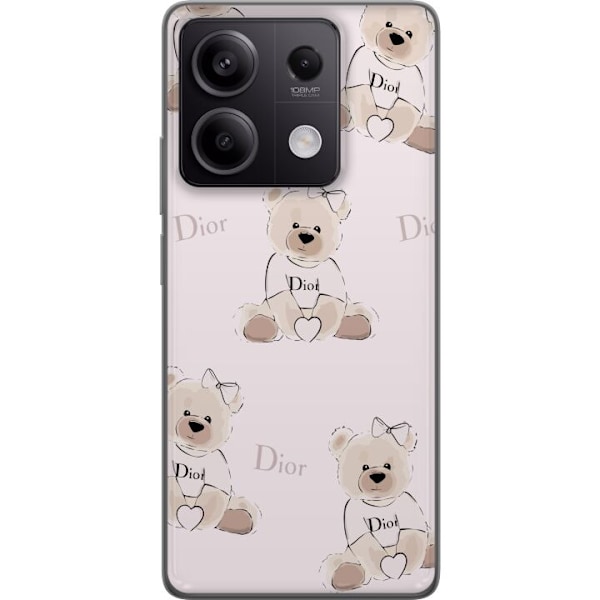 Xiaomi Redmi Note 13 Pro Genomskinligt Skal Teddy Dior Vibes – lyxig nalle i fashionstil