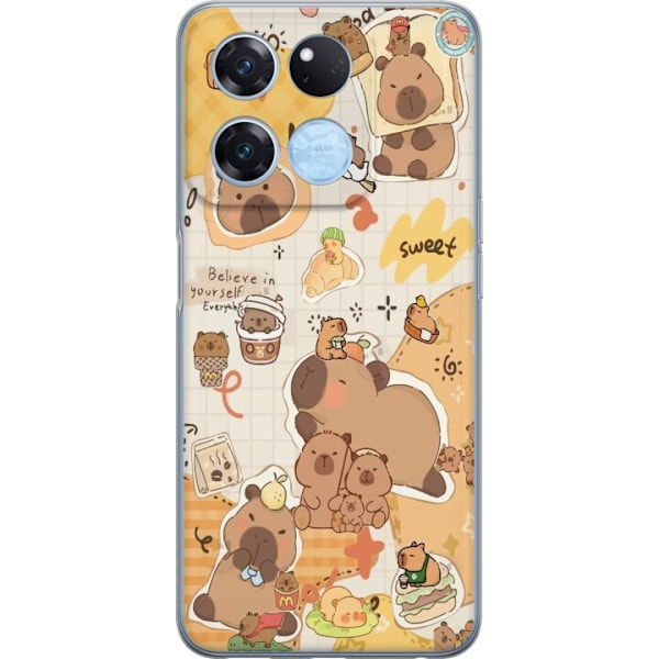 OnePlus Ace Racing Läpinäkyvä kuori Kawaii capybara mobilskal med gulliga djurmotiv