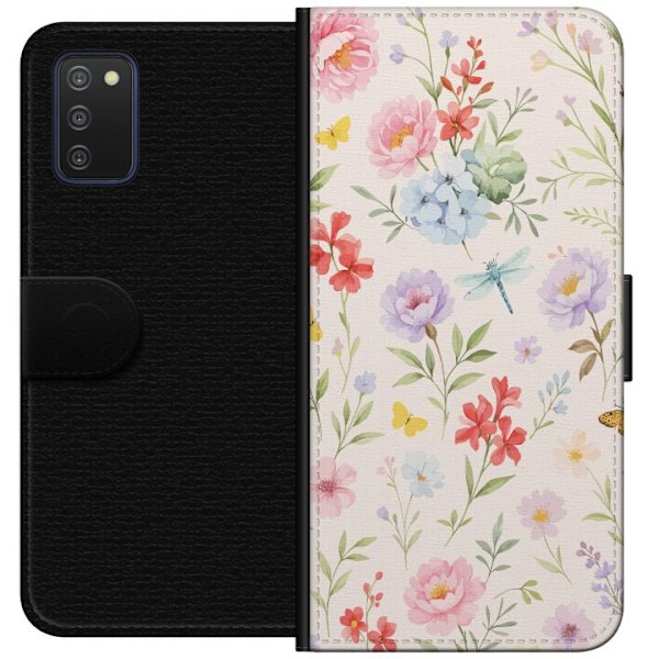 Samsung Galaxy A03s Tegnebogsetui Blomster