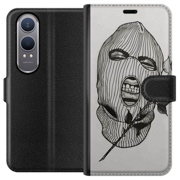 OnePlus Nord CE4 Lite Lompakkokotelo Hiihtomaski Ros Katutyö Muotoilu Graafinen Kuvio Jännitys Kaupunkityyli Katutaidetta Naamiaiset Symboli