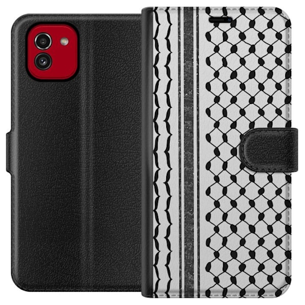 Samsung Galaxy A03 Lompakkokotelo Palestiinalainen kuvio - perinteiseen tyyliin inspiroima keffiyeh-kangas