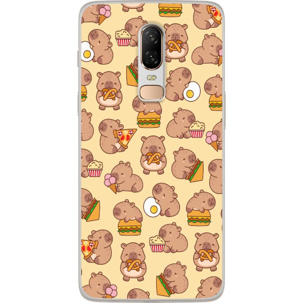 OnePlus 6 Läpinäkyvä kuori Kawaii capybara puhelinkotelo useilla söpöillä hahmoilla