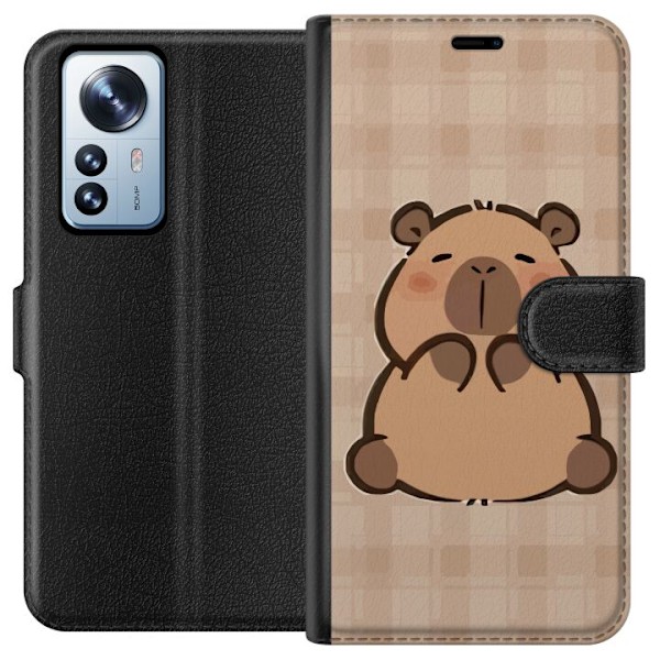 Xiaomi 12 Pro Lompakkokotelo Mobilskal kawaii capybara flera figurer japansk stil