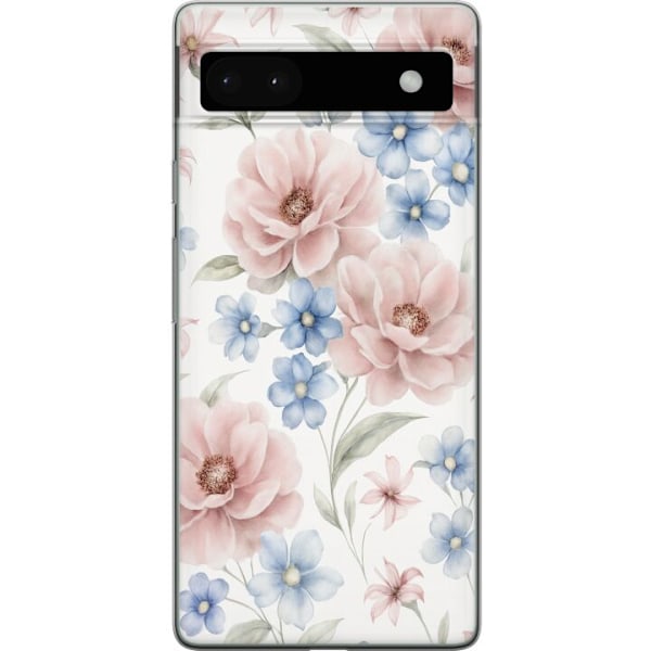 Google Pixel 6a Gennemsigtig cover Romantiske blomster