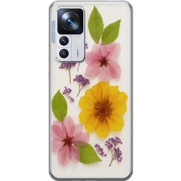 Xiaomi 12T Gennemsigtig cover Pressede blomster