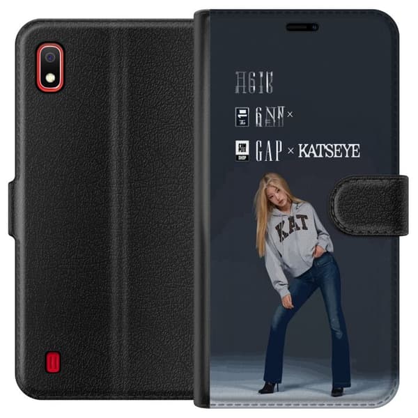 Kompatibelt Plånboksfodral till Samsung Galaxy A10 KATSEYE blond modebild grå
