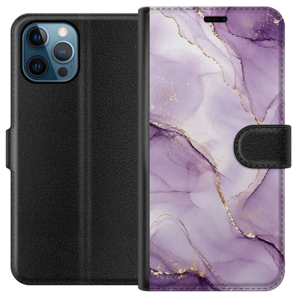 Kompatibelt Plånboksfodral till Apple iPhone 12 Pro Lilac Gold Flow lila