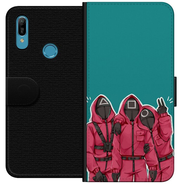 Huawei Y6 (2019) Plånboksfodral Squid Game Karaktärer Grafisk Design Seriefigurer Populär TV Motiv Asiatisk Stil Spännande Trend