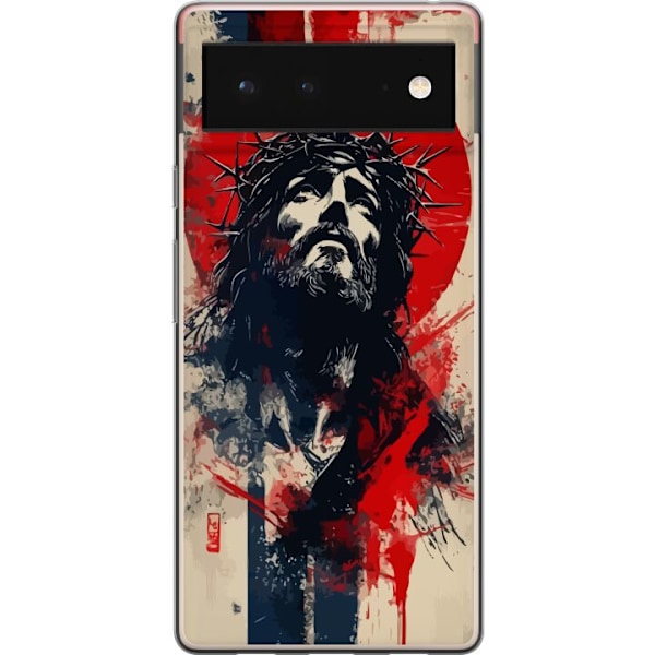 Google Pixel 6 Läpinäkyvä kuori Jeesus ristillä - kristillinen aihe vahvalla symboliikalla uskosta ja toivosta