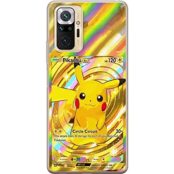 Kompatibelt Mobildeksel til Xiaomi Redmi Note 10 Pro Gullig Pikachu EX samlebilde med regnbueeffekter gull