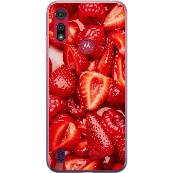 Motorola Moto E6s (2020) Läpinäkyvä kuori Mansikkakuviointi - makea motiivi kesäfiiliksellä