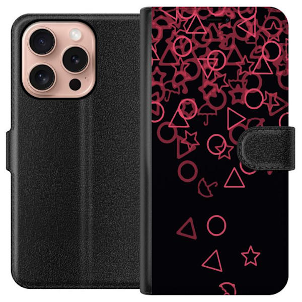 Apple iPhone 16 Pro Lompakkokotelo Squid Game Ikoni Sarja Suosittu TV-peli Ikoni Graafinen Motiivi Aasialainen Trendi Draamasarja