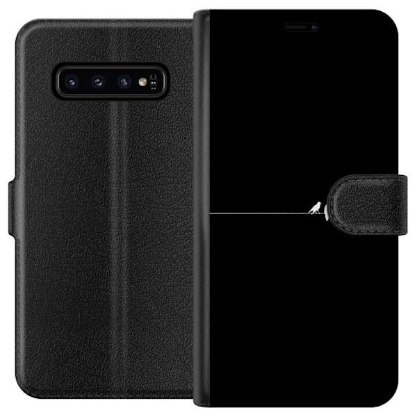 Samsung Galaxy S10 Lompakkokotelo Minimalistiset linnut musta