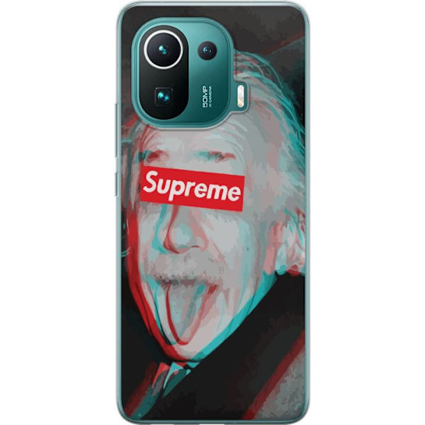 Xiaomi Mi 11 Pro Genomskinligt Skal Supreme Albert Einstein 3D Motiv Streetwear Design Populär Vetenskap Ikoniskt Grafiskt Urban Art