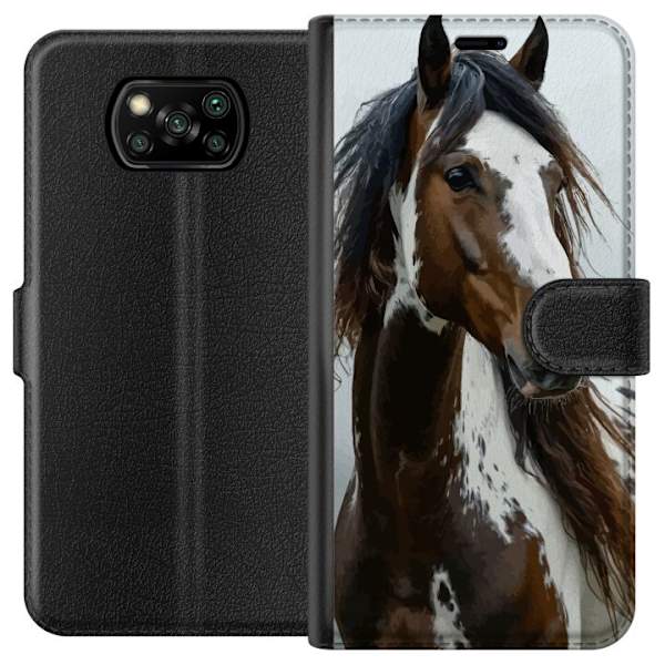 Xiaomi Poco X3 NFC Lompakkokotelo Hevonen Eläimet Aihe Graafinen Suunnittelu Luonto Vahva Aihe Suosittu Taide Eläinten Teema Ratsastus