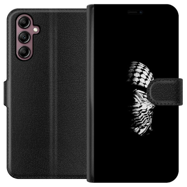 Samsung Galaxy A14 5G Tegnebogsetui Keffiyeh-mønster - klassisk sort-hvid palæstinensisk tørklæde med kulturel betydning