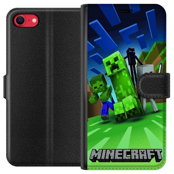 Apple iPhone SE (2022) Tegnebogsetui Minecraft Creeper mobilskal i klassisk grön pixelstil