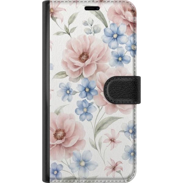 Kompatibel Tegnebogsetui til Samsung Galaxy S9+ Romantiske lyserøde og blå blomster i bløde pastelfarver med et elegant botanisk motiv til mobilcover pink