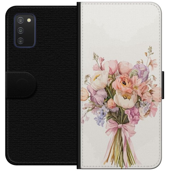 Samsung Galaxy A03s Plånboksfodral Mobilskal med färgglad blombukett i romantisk stil