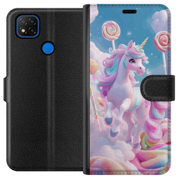Xiaomi Redmi 9C Plånboksfodral Enhörning Candy Pastell Kawaii Motiv Söt Populär Färg Grafiskt Trend Barn Motiv Fantasy Art