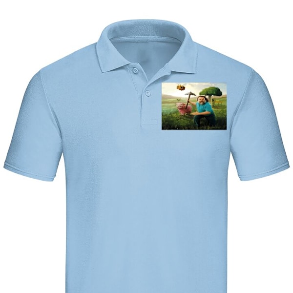 Poloshirt til Voksen | Elegant Poloshirt A Minecraft Movie Lyseblå X-Large