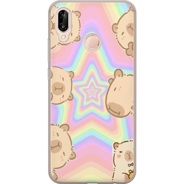 Huawei P20 lite Genomskinligt Skal Kawaii Capybara Galaxy Söt