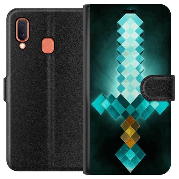Kompatibelt Plånboksfodral till Samsung Galaxy A20e Minecraft svärd