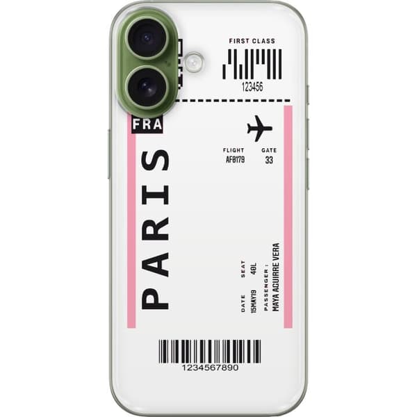 Kompatibel Mobilcover til Apple iPhone 17 Flybillet til Paris
