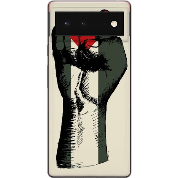 Google Pixel 6 Läpinäkyvä kuori Käsi sidottu Palestinan väreihin - voimakas symboli vapausliikkeelle