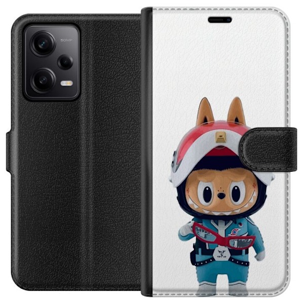 Xiaomi Redmi Note 12 Pro Lompakkokotelo How2work Labubu hirviöt x Ultraman Blue -hahmo