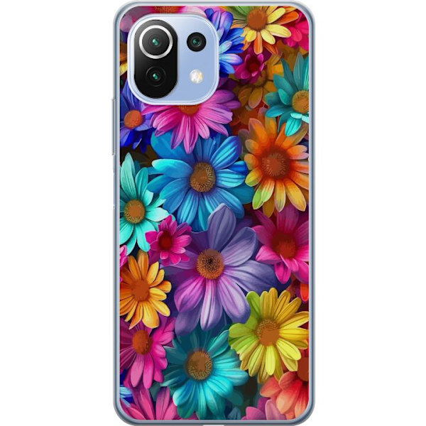 Xiaomi Mi 11 Lite Genomskinligt Skal Gerbera Blommor Färgglad Dekor Blommotiv Populärt Heminredning Färg Rik Väggkonst Design