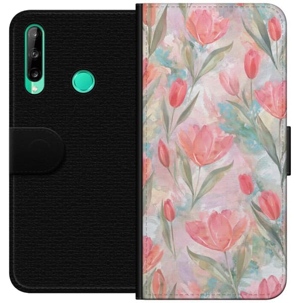 Kompatibel Tegnebogsetui til Huawei P40 lite E Tulips in Bloom