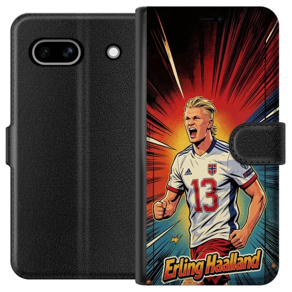 Kompatibel Tegnebogsetui til Google Pixel 7a Erling Haaland seriestil rød