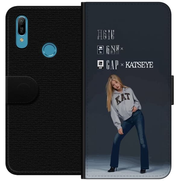 Kompatibelt Plånboksfodral till Huawei Y6 (2019) KATSEYE blond modebild grå