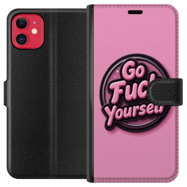 Kompatibel Tegnebogsetui til Apple iPhone 11 Rosa 3D textposter