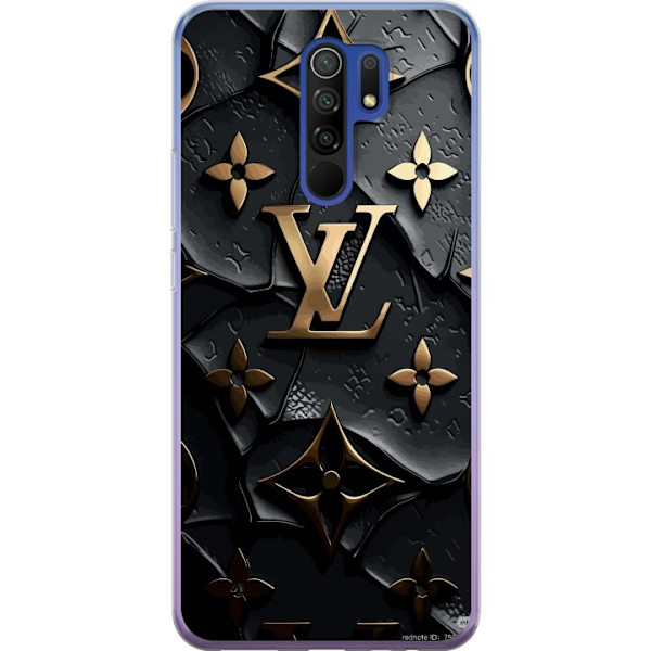 Xiaomi Redmi 9 Genomskinligt Skal Louis Vuitton Dark Mode Design Svart Lyx Stil Fashion Populärt Grafiskt Mönster Modeikon Lyxmärke